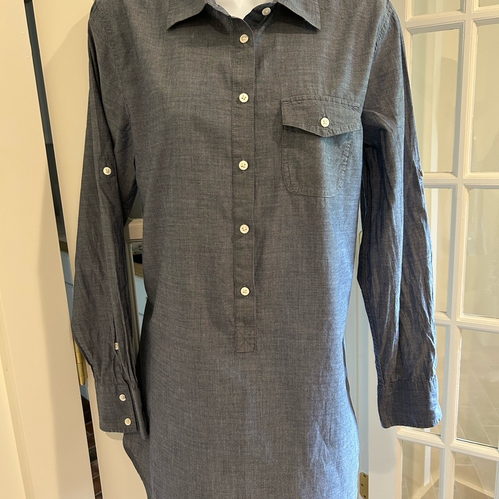 J. Crew Blue Casual Button Down Shirt Textured Fabric